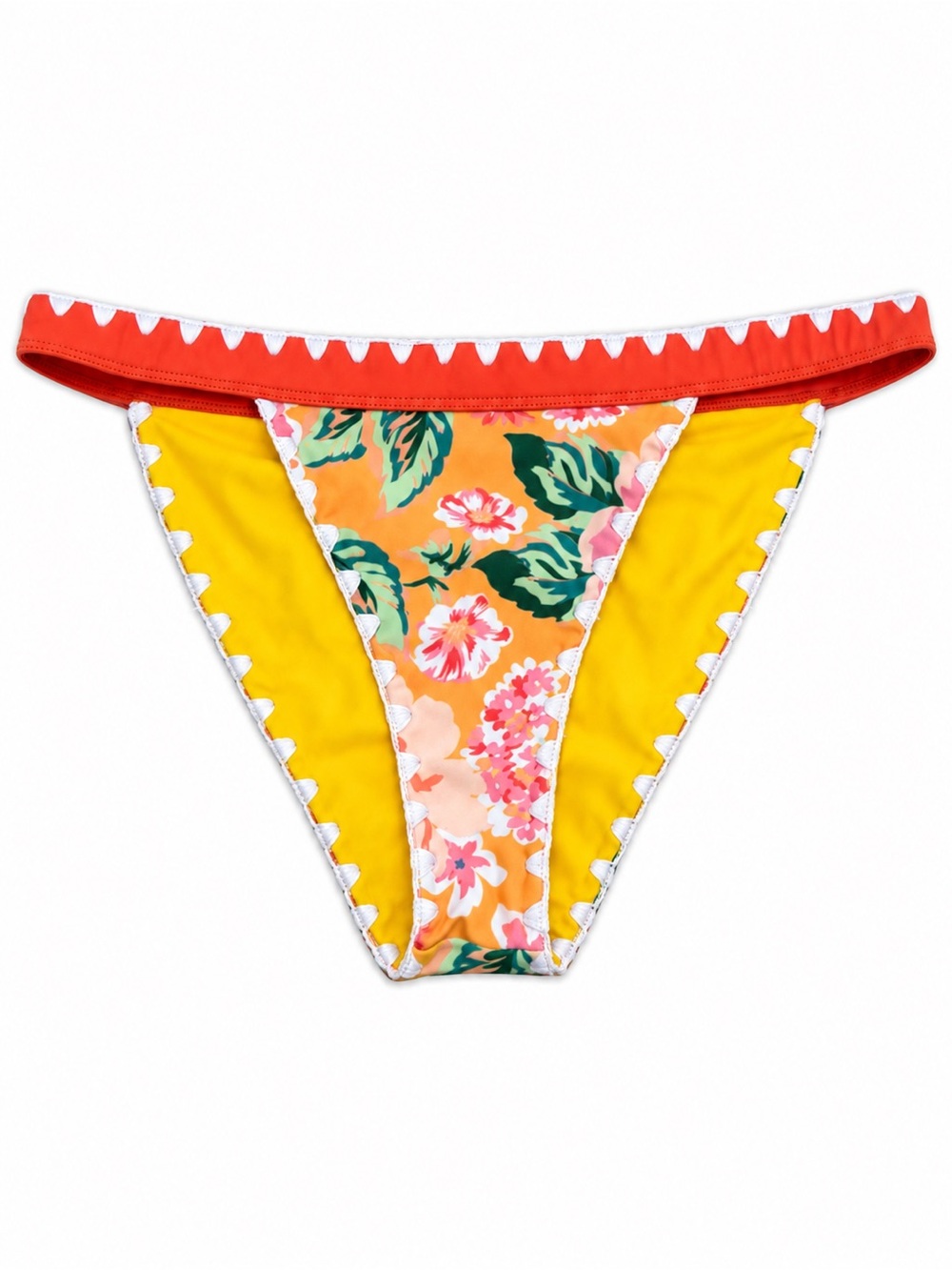 Lovers + Friends Floral Bikini Bottom M Yellow Orange Crochet Resort Y2K